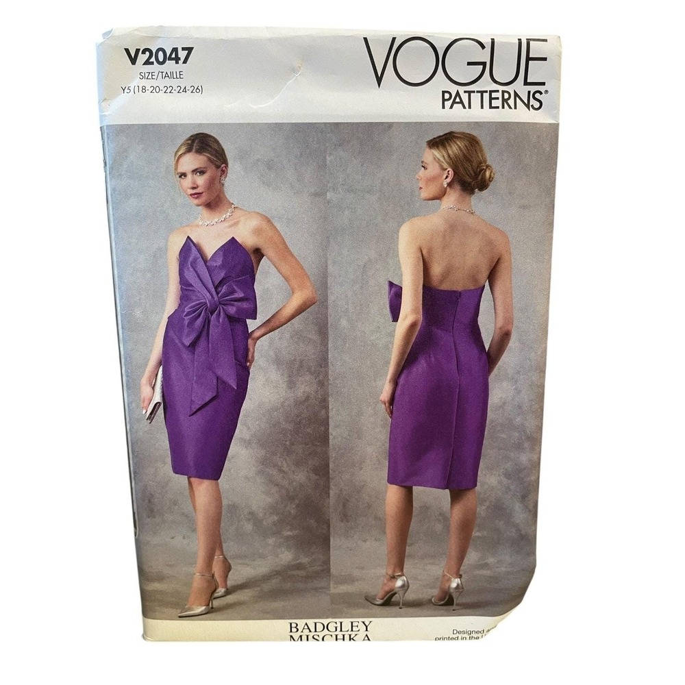 Vogue V2047 Misses' Evening Dress Pattern Size 18-26 Elegant Strapless